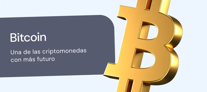 Imagen de la moneda Bitcoin con fondo blanco como una de las criptomonedas con más futuro
